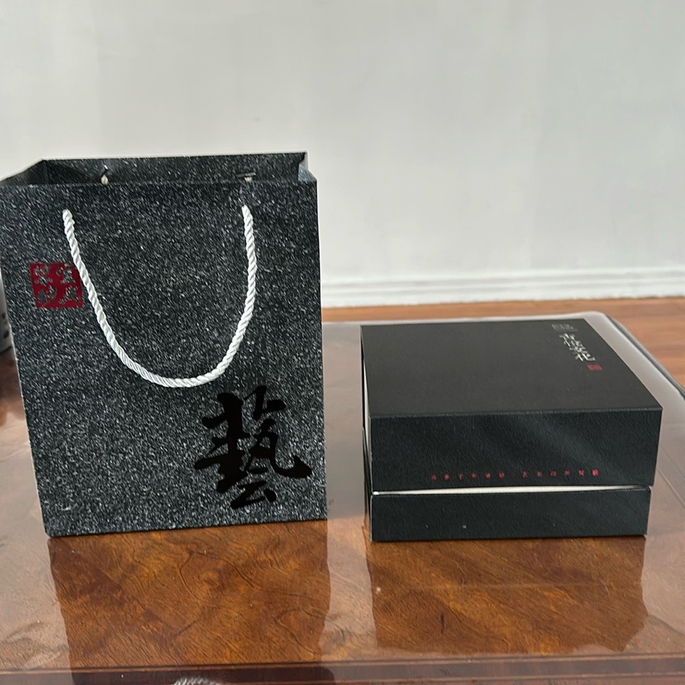 Chinese tea set with certificate and brush